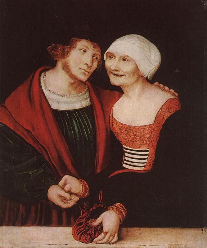 CRANACH, Lucas the Elder Amorous Old Woman and Young Man gjkh